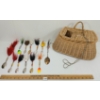 Image 1 : QTY OF FISHING LURES & CREEL BASKET