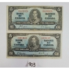LOT OF 2 - 1937 CDN $5 BANKNOTES