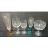 Image 3 : LOT OF 24 - MISC GLASSWARE - DESSERT BOWLS, TULIP WINE GLASSES, COLOURFUL FLUTES, ETC