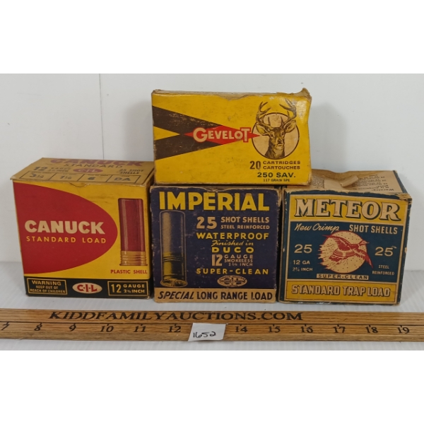 LOT OF 4 - VINTAGE AMMO BOXES - INCL GEVELOT & IMEPERIAL