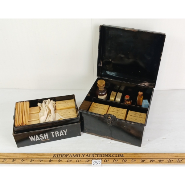 EARLY 1900'S BRITISH TABLOID FIRST AID KIT W/ CONTENTS