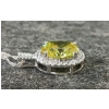 Image 4 : STERLING SILVER NECKLACE W/ PERIDOT & DIAMOND OVAL PENDANT