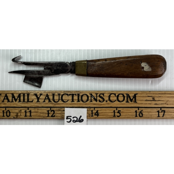 FRENCH 18TH C. BRASS/STEEL/WOOD TIMBER SCRIBE