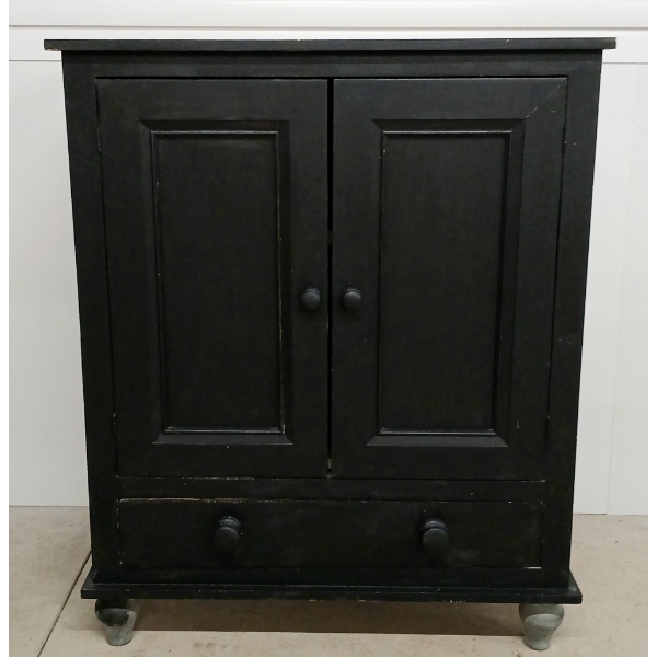 ENTERTAINMENT CABINET - BLACK PAINTED WOOD