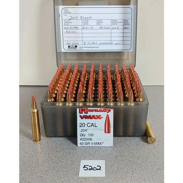 AMMO: 99X MIXED .204 RUGER - 40GR - V-MAX - RELOADS