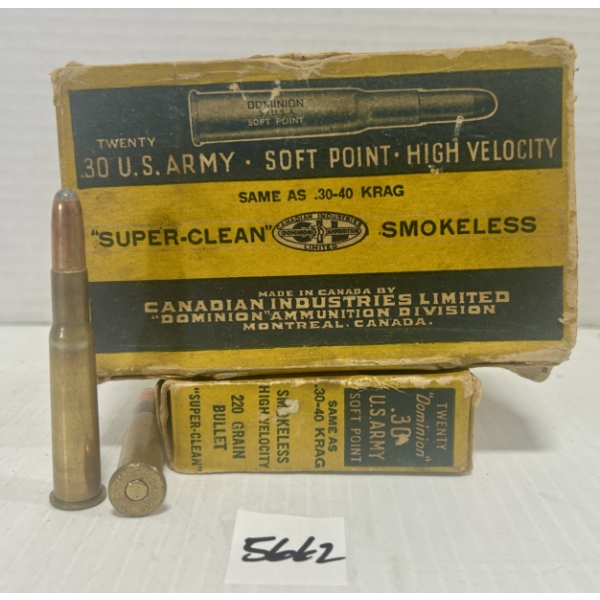 AMMO/BRASS: 35X LIVE & 3X BRASS CIL .30-40 KRAG 220GR. 