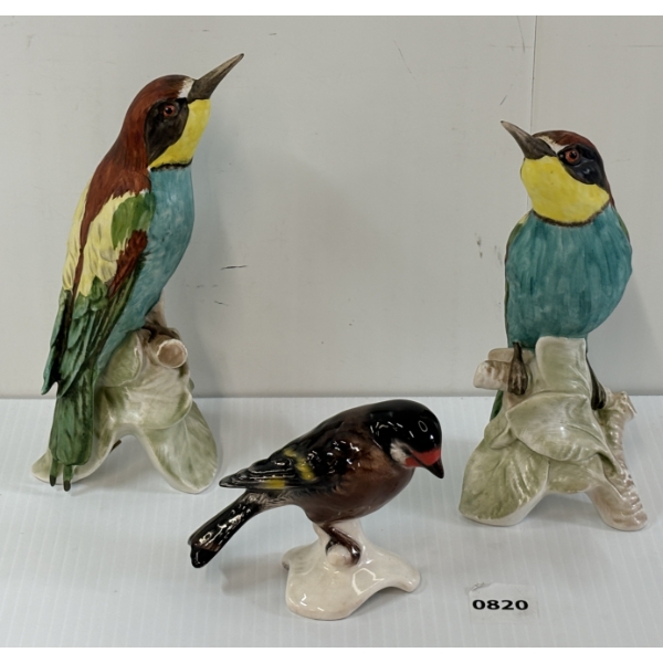 LOT OF 3 - GOEBEL BEE-EATERS & EUROPEAN GOLDFINCH FIGURINES