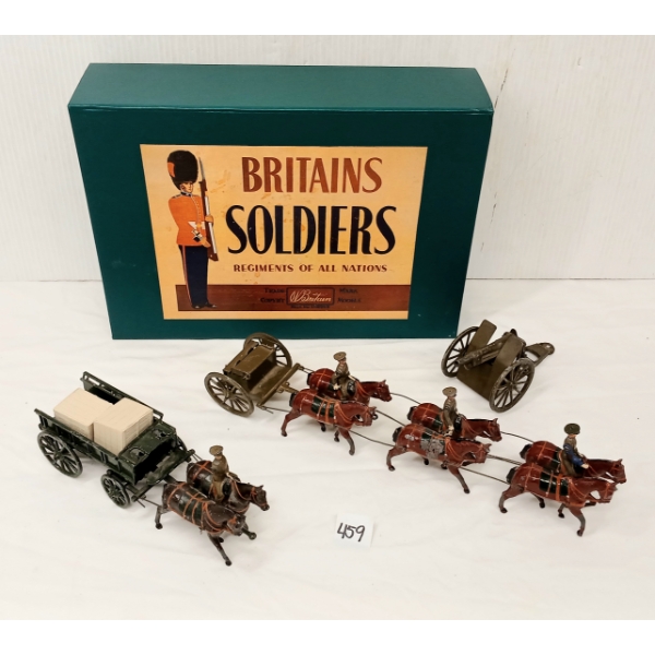 BRITAINS SOLDIERS LEAD FIGURES - NO. 318 & 146A HORSE ARTILLERY & SERVICE WAGON