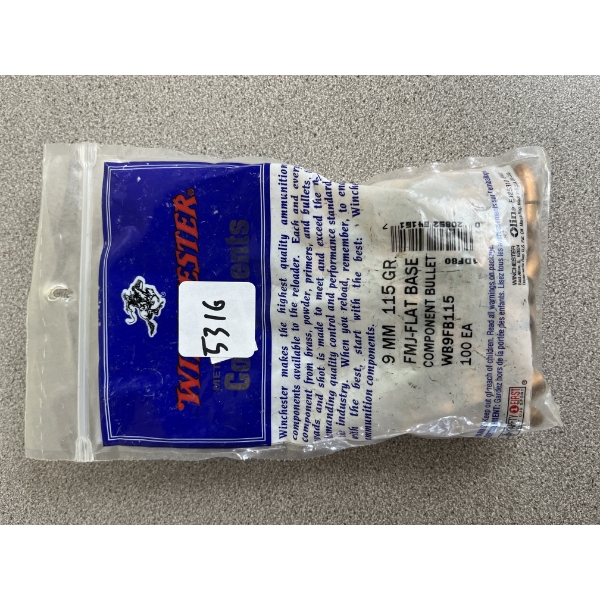 BULLETS: 100X WINCHESTER 9MM 115 GR. FMJ