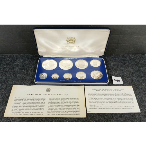 1976 FRANKLIN MINT PROOF SET - COINAGE OF JAMAICA 