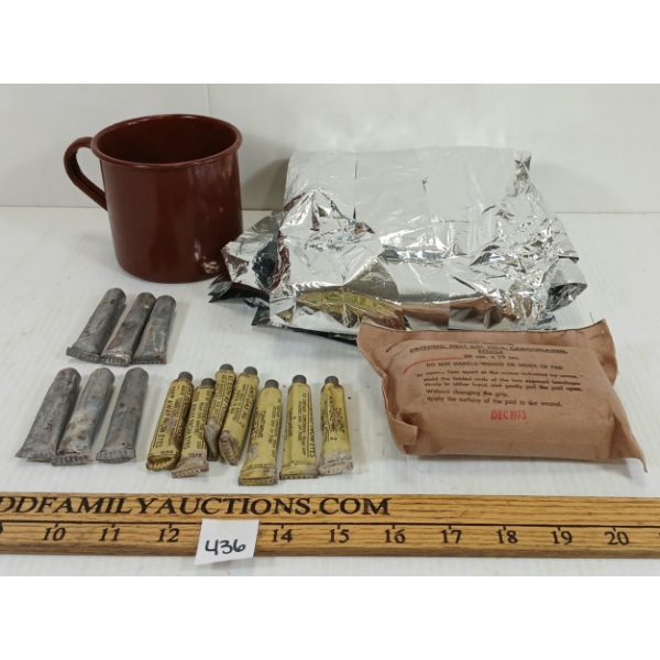 JOB LOT - ANTI-GAS OINTMENTS, JOINT SERVICES DRESSING & ENAMEL CUP, ETC