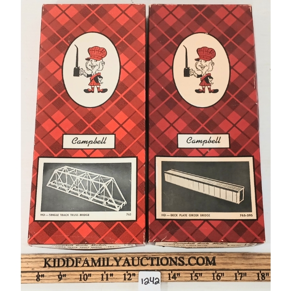 LOT OF 2 - CAMPBELL DECK PLATE GIRDER BRIDGE & SINGLE-TRACK TRUSS BRIDGE KITS - #763 & #765