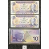 Image 1 : LOT OF 3 - 1971 & 2001 CDN $10 BANKNOTES - CONSECUTIVE & UNCIRCULATED