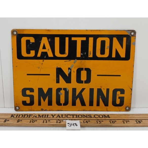 CAUTION NO SMOKING METAL SIGN
