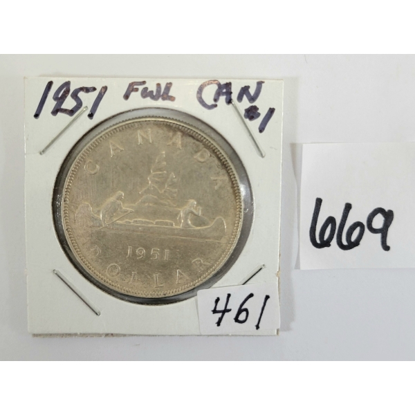 1951 CDN SILVER DOLLAR - FWL