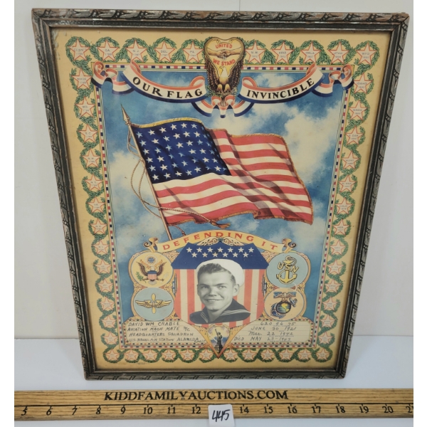 WWII U.S. SAILORS DOCUMENT - FRAMED