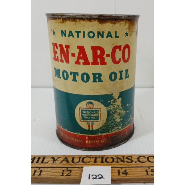 NATIONAL EN-AR-CO MOTOR OIL CAN - QT