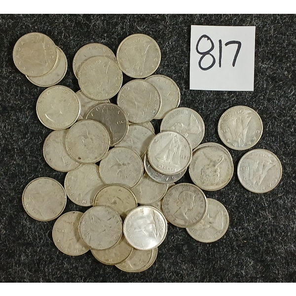 LOT OF 35 - 1968 CDN SILVER DIMES
