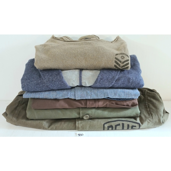 LOT OF 6 - MEN'S BUTTON-UPS, SWEATERS & JACKETS - MFG WESC, INSIGHT, CLASSIFIED & DEUS EX MACHINA