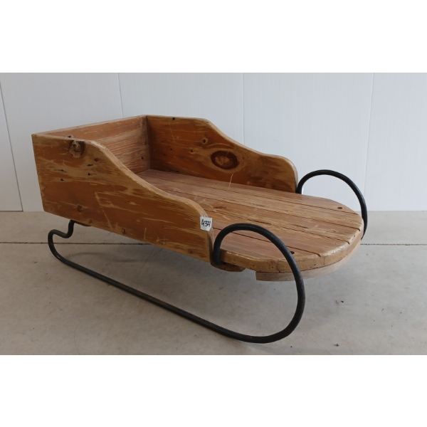VINTAGE WOOD & IRON SNOW SLED