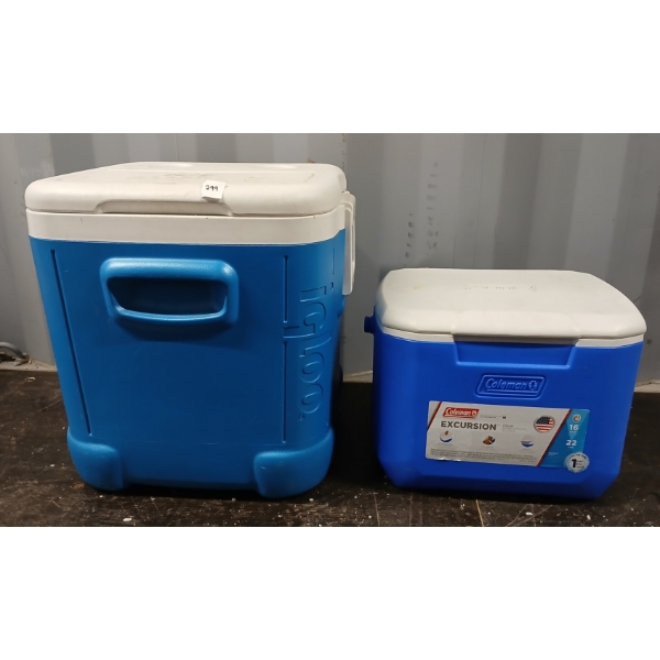 LOT OF 2 - COLEMAN & IGLOO ICE CUBE COOLERS