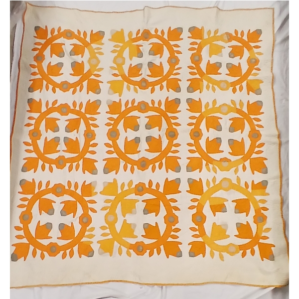 WREATH OF ROSES COTTON APPLIQUE QUILT