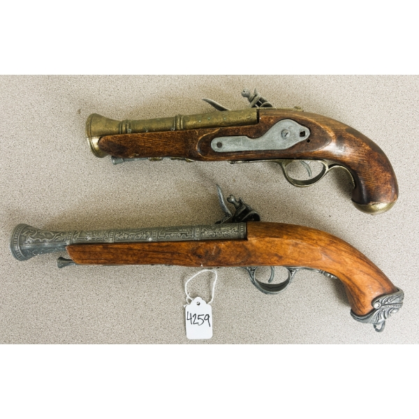 LOT OF 2 - REPLICA FLINTLOCK PISTOLS - NO PAL REQUIRED 