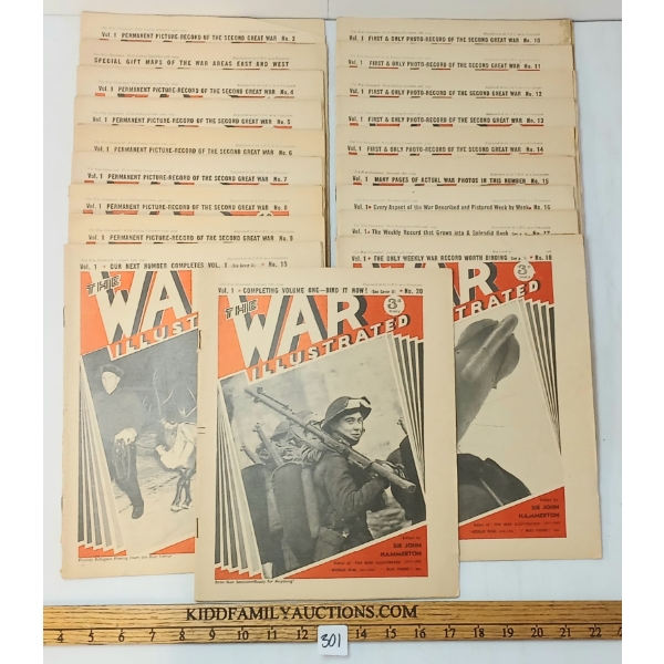 LOT OF 19 - 1939-1940 "THE WAR ILLUSTRATED" VOL. 1 MAGAZINES