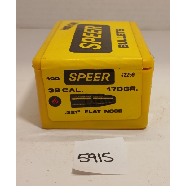 BULLETS: 100X SPEER .32 - 170GR - FLAT NOSE - FACTORY SEALED 