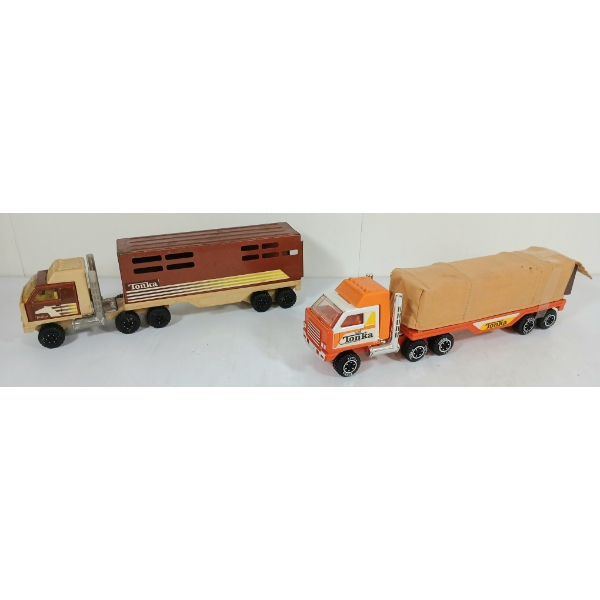 LOT OF 2 - TONKA METAL & PLASTIC SEMI-TRUCK TRAILERS