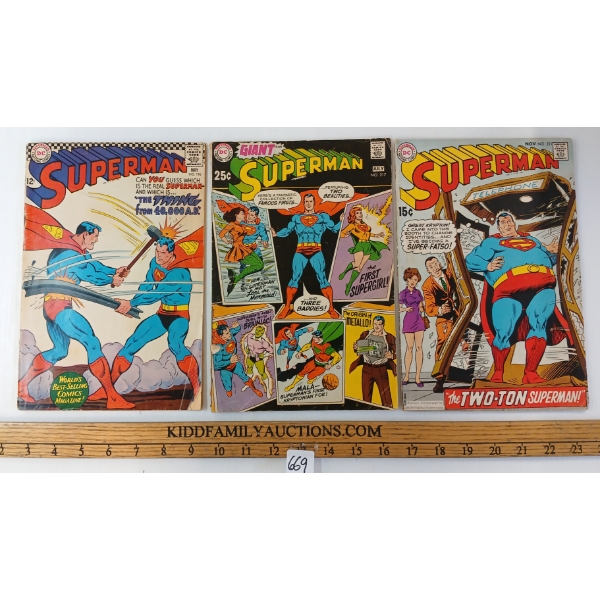 LOT OF 3 - DC COMIC BOOKS - SUPERMAN NO. 196, 217 & 221