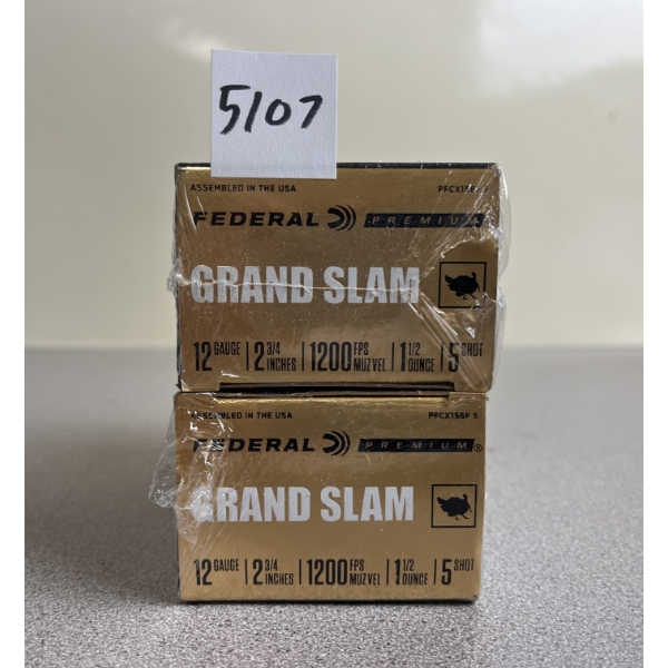 AMMO: 20X FEDERAL GRAND SLAM 12 GA 2-3/4IN 1-1/2OZ NO5 SHOT - SEALED