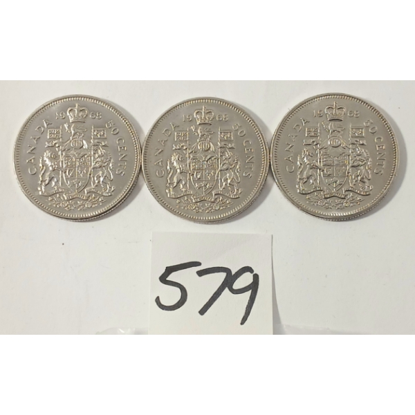 LOT OF 3 - 1968 CDN 50 CENT COINS
