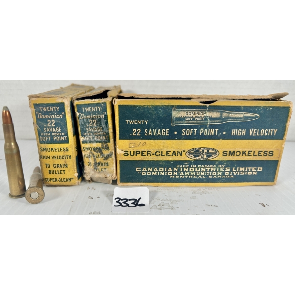 AMMO: 60X CIL .22 SAVAGE HIGH POWER - 70 GR SP