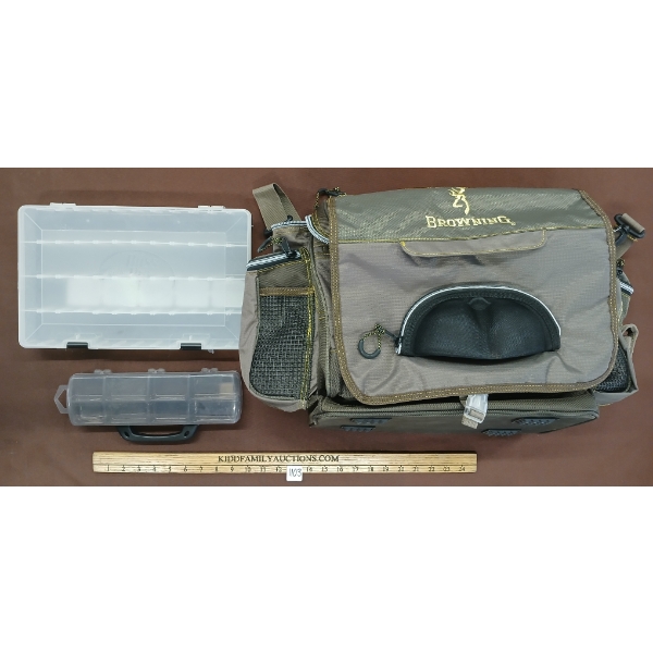 LOT OF 3 - BROWNING FISHING TACKLE BAG W/ BAIT BOXES