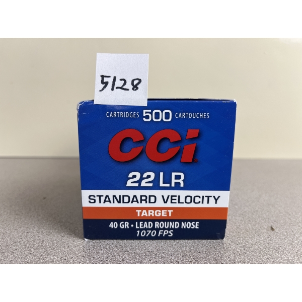 AMMO: 500X CCI .22 LR 40GR. LRN - SEALED