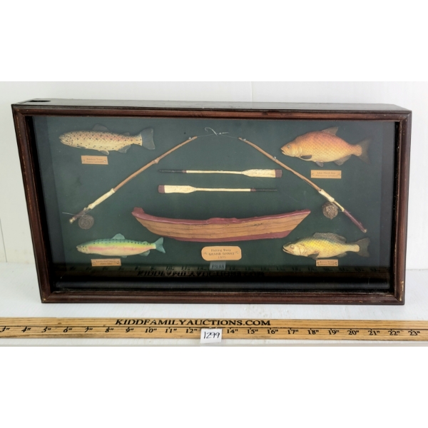 "1895 FISHING DORY GRAND BANKS" FOLK ART DISPLAY 