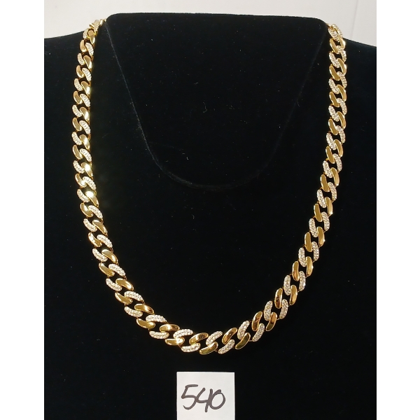 GOLD PLATED ICED OUT CUBAN LINK NECKLACE