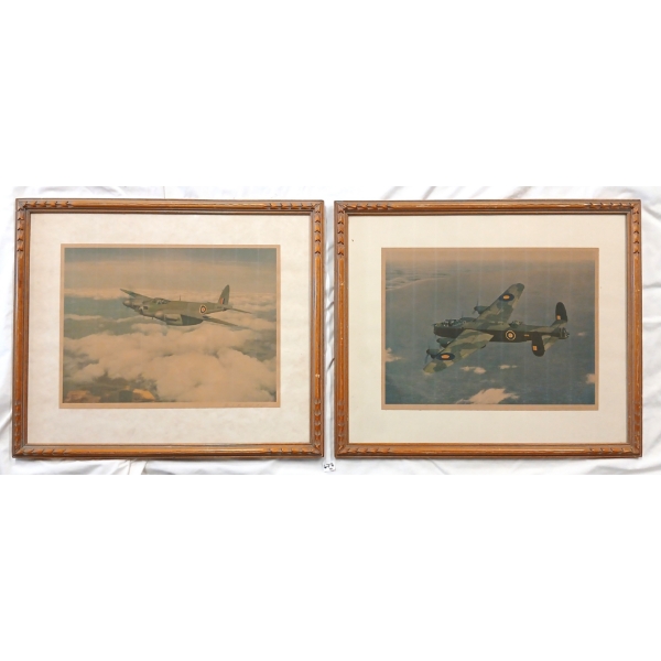 LOT OF 2 - "CANADIAN LANCASTER MK. X" & "THE DE HAVILLAND MOSQUITO" FRAMED PRINTS