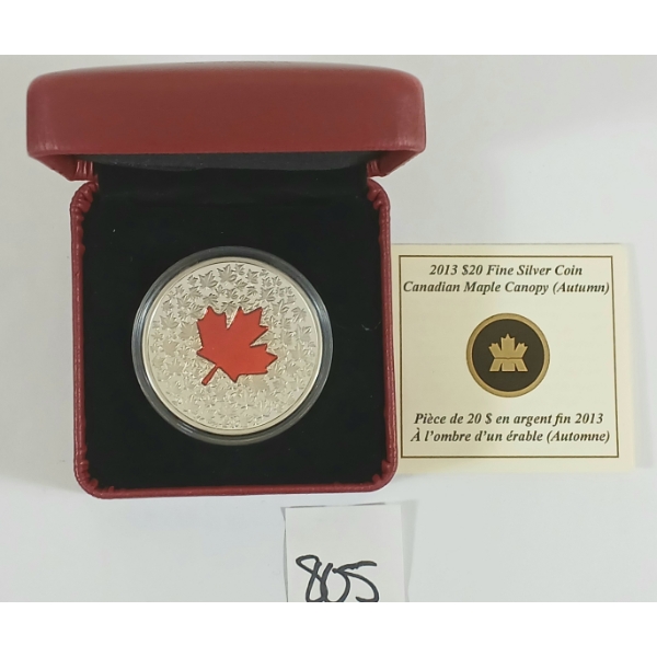2013 RCM $20 SILVER COIN - CANADIAN MAPLE CANOPY (AUTUMN)
