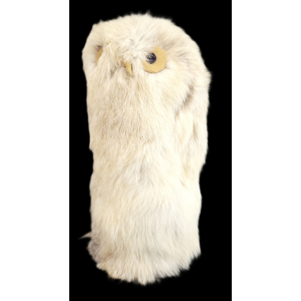 RABBIT FUR WHITE OWL DOLL