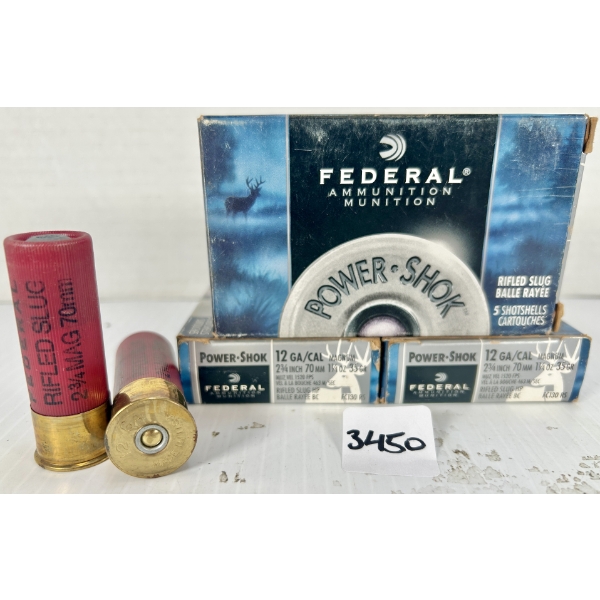 AMMO: 15X FEDERAL 12 GA 2-3/4IN RIFLED SLUGS 