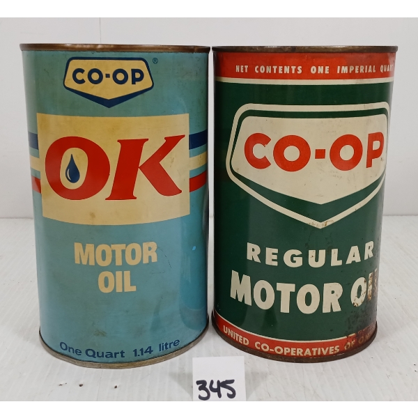 LOT OF 2 - CO-OP MOTOR OIL QT CANS