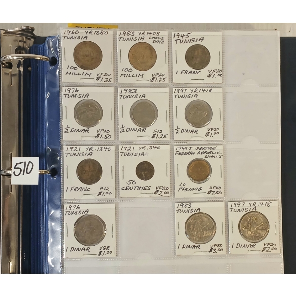 WORLD COINS BINDER - INCL GERMAN FEDERAL REPUBLIC, TRINIDAD & TOBAGO, TUNISIA & TURKEY
