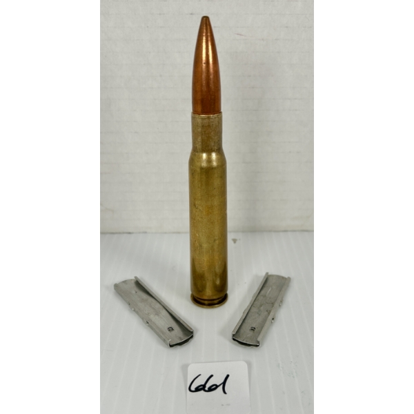 LOT OF 3 - INERT .50 BMG CARTRIDGE & 2X STRIPPER CLIPS