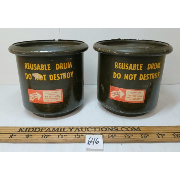 LOT OF 2 - U.S. MILITARY REUSABLE DRUMS
