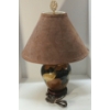 Image 3 : PORCELAIN CRANE MOTIF TABLE LAMP W/ SUEDE SHADE