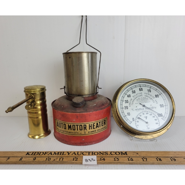LOT OF 3 - AUTO MOTOR HEATER, BROOKINS PUMP OILER & SUFFIX TEMPERATURE INDICATOR