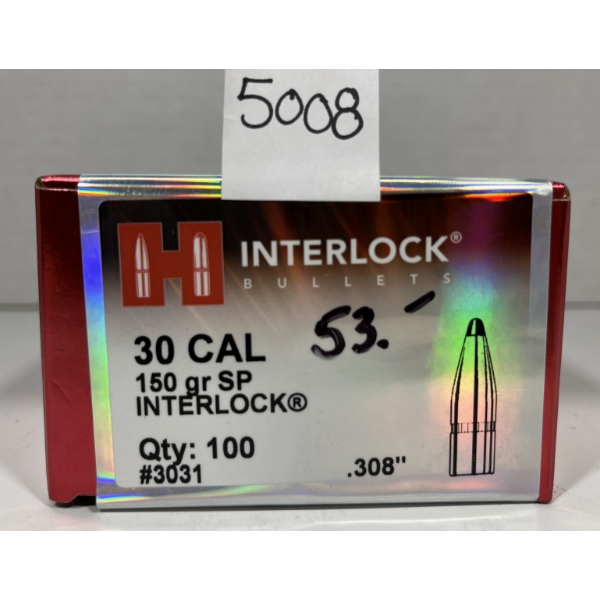 BULLETS: 100X HORNADY .30 - 150 GR - SP INTERLOCK - SEALED