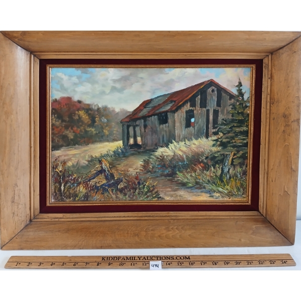 "FOURTH LINE BARN" BY GREG HINDLE (PRS CDN ARTIST) - FRAMED OIL ON BOARD